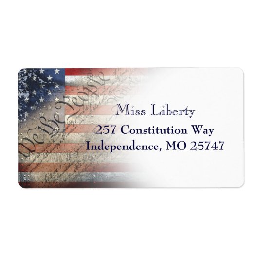 Étiquette Nous Le Peuple Le Drapeau Vintage Américain (Devant)