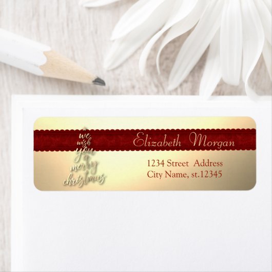 Étiquette Nous Vous Souhaitons Un Joyeux Noël, Arbre D'Or (En situation)