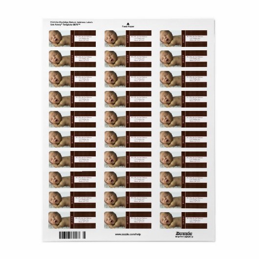 Étiquette Nouveau bébé C'est une fille Brown & points roses (Feuille entière)