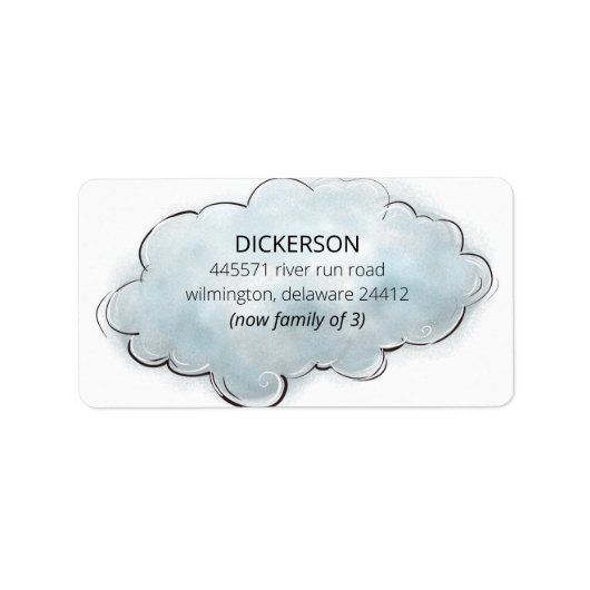 Étiquette Nouveau bébé garçon maintenant Famille de # Cloud  (Devant)