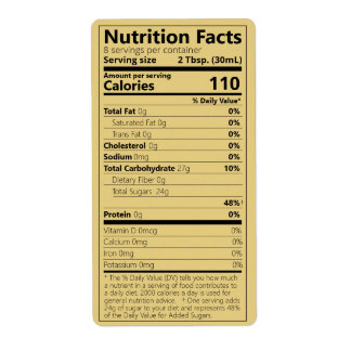 Étiquette Nouveau sirop d'érable - valeur nutritive Étiquett