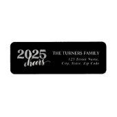 Étiquette Nouvel an's Eve Party Argent & Noir Adresse de ret (Devant)