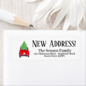 Étiquette Nouvelle Address Red Car with Christmas tree (En situation)