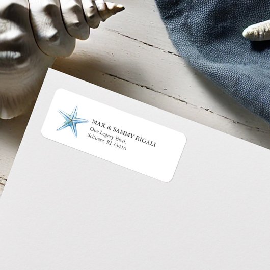 Étiquette Nouvelle adresse Bleu Starfish Adresse de retour