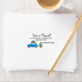 Étiquette Nouvelle adresse Blue Fiat 500 avec cadeaux de Noë (En situation)