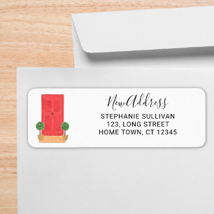 Étiquette Nouvelle adresse de porte rouge