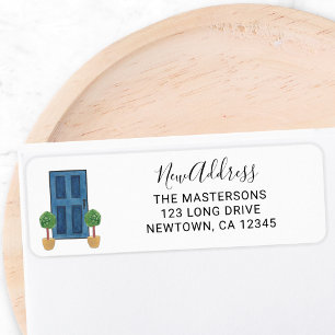 Étiquette Nouvelle adresse Porte bleue Adresse de retour