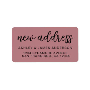 Étiquette Nouvelle Adresse Rose Poussiéreuse