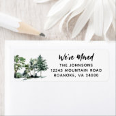 Étiquette Nouvelle maison Watercolor Forest Adresse de retou (En situation)