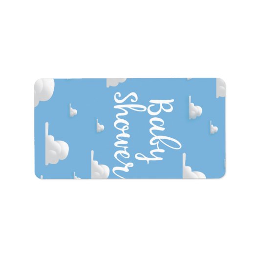 Étiquette Nuage Blanc Gonflé Baby Shower (Devant)