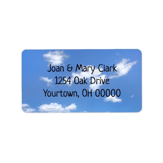 Étiquette nuages moelleux dans le ciel d'été (Devant)