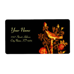 Étiquette NUIT AVEC MONOGRAMME ROSE, Jaune rouge