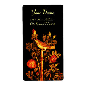 Étiquette NUIT AVEC ROSES, Rouge Jaune Noir