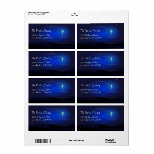 Étiquette Nuit de Noël de l'étoile de Bethléem (Feuille entière)