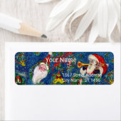 ÉTIQUETTE NUIT DE NOËL, SANTA CLAUS BUGLER, JOUETS, RIBBONS (En situation)