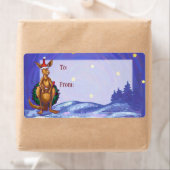 Étiquette Nuit étoilée de Noël Kangaroo (En situation)