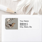 Étiquette Nuit Japonaise Chouette Lune Bois Coupe Flying Nig (En situation)