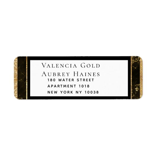 Étiquette Nuits en Granite & Or Mariage Adresse de retour (Devant)