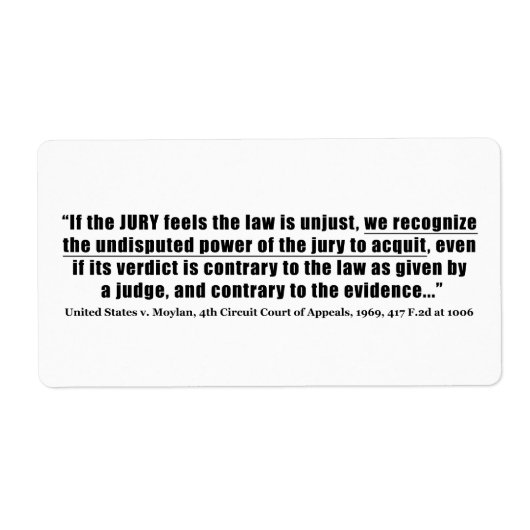 Étiquette Nullification du jury États-Unis c. Moylan 1969 (Devant)