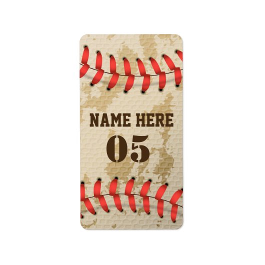 Étiquette Numéro de base-ball Vintage personnalisé Rétro (Devant)