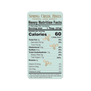 Étiquette nutritionnelle au miel conforme à la FDA
