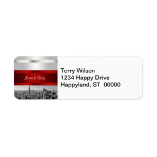Étiquette NYC Skyline BW 05 White Red Invitation Suite