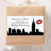 Étiquette NYC Skyline Silhouette, Biss ESB #1H BW Wine Étiqu (En situation)