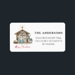 Étiquette O Holy Night Christmas Nativité Lieu Adresse<br><div class="desc">C'est la saison pour envoyer des voeux de Noël à la famille et aux amis. Vous pouvez envoyer vos souhaits avec cette simple étiquette d'adresse de retour pour montrer le vrai sens de Noël avec la naissance et le Sauveur du Monde — Jésus Christ. L'étiquette d'adresse de retour présente Marie,...</div>
