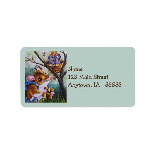 Étiquette Observation d'oiseaux La Souris Trouve Nest Waterc (Devant)