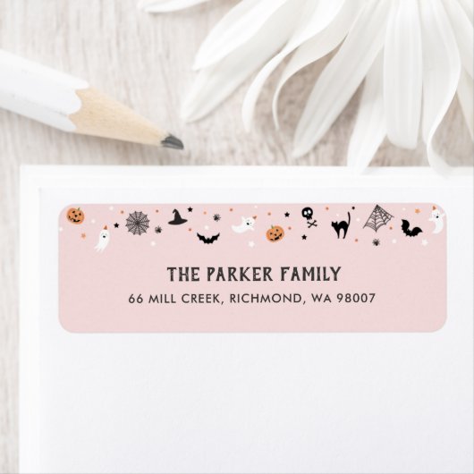 Étiquette Obtenons éffrayant Halloween fête Anniversaire ros (En situation)