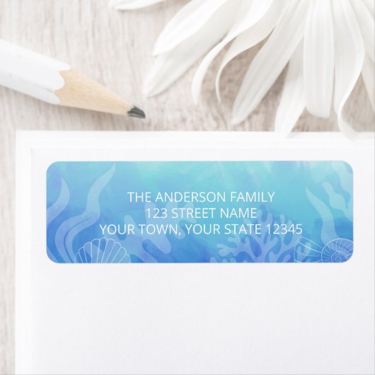 Étiquette Océan aquarelle (En situation)