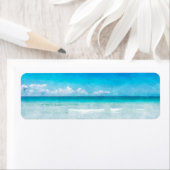 Étiquette Ocean Beach Decor en Aqua Turquoise bleu turquoise (En situation)