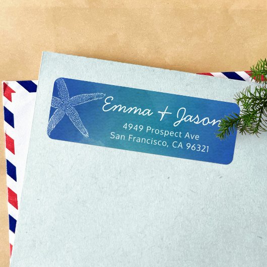 Étiquette Ocean Blue Starfish Beach Adresse de retour