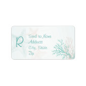 Étiquette Ocean Breeze Beach Wedding Monogramme (Devant)