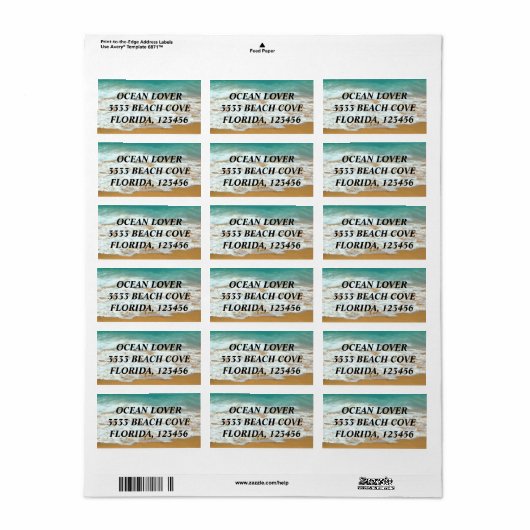 ÉTIQUETTE OCEAN LOVER (Feuille entière)