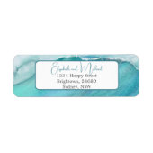 Étiquette Ocean Wave Scène Bleu Moderne Chic (Devant)