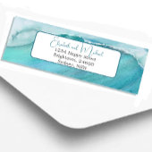 Étiquette Ocean Wave Scène Bleu Moderne Chic