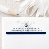 Étiquette Octopus de style nautique et Ancre | Adresse de re (En situation)