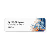 Étiquette Octopus marine créatures marine orange bleu marine (Devant)