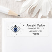 Étiquette Oeil bleu mystique et étoiles design magique, oeil (En situation)