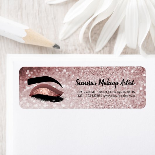 Étiquette Oeil rose en or Lashes (En situation)