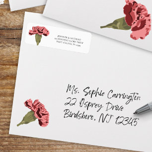 Étiquette Oeillets roses Luxe Moderne Floral Mariage