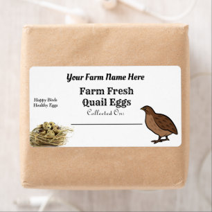 Étiquette Oeufs de caille frais de ferme Carton blanc