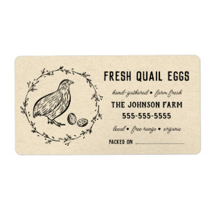 Étiquette Oeufs de caille Nom Vintage de la ferme Noir Vin