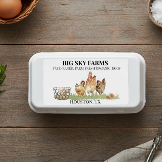 Étiquette OEufs de poulet ferme Aquarelle carton frais