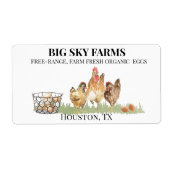 Étiquette OEufs de poulet ferme Aquarelle carton frais (Devant)