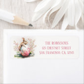 Étiquette OEufs et fleurs de lapin de Pâques - (En situation)