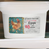 Étiquette OEufs frais de ferme Poulets de carton à portée li