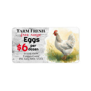Étiquette Oeufs frais de la ferme en carton de poules en lib