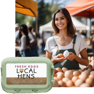 Étiquette OEUFS FRAIS Poules locales sur Bronze Carton de co